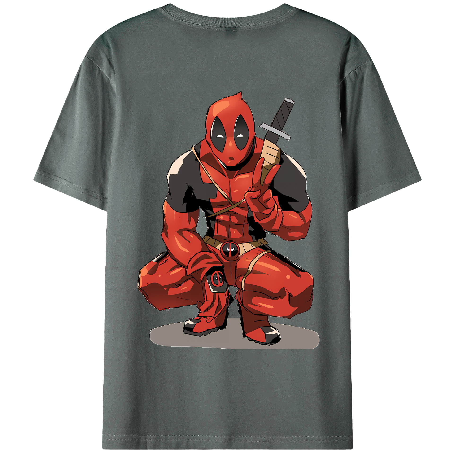 （画像用） Deadpool デッドプール 綿100％ メンズ半袖Tシャツ（バックプリント） 通気性